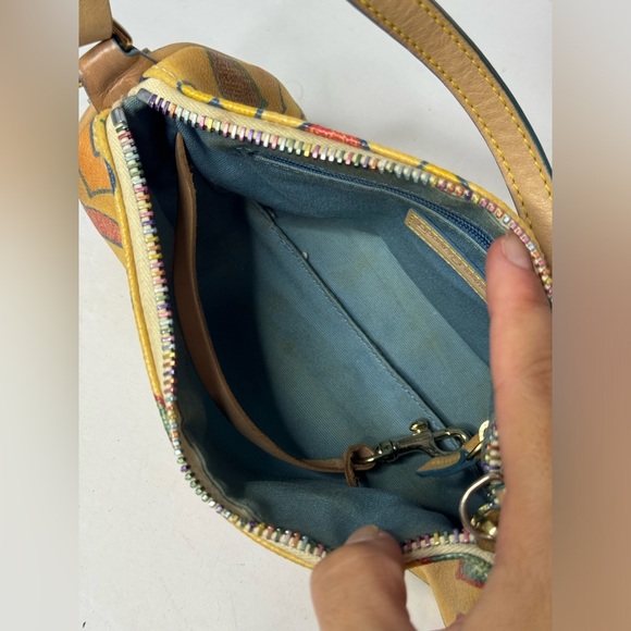 Dooney & Bourke VTG Mini Bag Yellow Hearts Leather Shoulder Bag - Picture 8 of 13